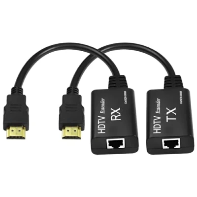 Immagine di Prolunga HDMI, da HDMI maschio a RJ45 Ethernet LAN, convertitore e ripetitore, fino 60 m, Cat 5e/6, 1080p, per HDTV HDPC PS4 STB 4K 2K (60 metri)