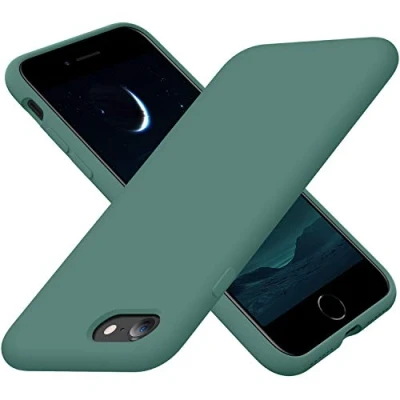 Immagine di Cordking Designed for iPhone SE Case 2022/2020, 7 8 Case, Silicone Ultra Slim Shockproof Phone with [Soft Microfiber Lining], 4.7 inch, Midnight Green