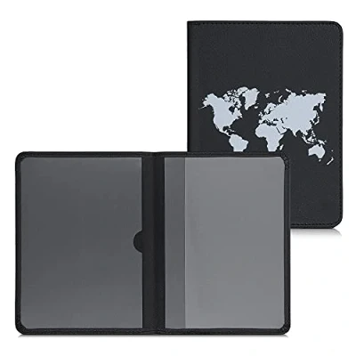 Immagine di kwmobile Custodia in Pelle PU per Libretto Circolazione Auto Cover Portalibretto con Scomparti Tessere Patente Foderina Porta Documenti bianco/nero