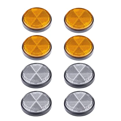 Immagine di BEIJISTAR Kit Riflettore per Rimorchio, 4 Giallo Catarifrangente, Bianco Catarifrangente Autoadesivo Tondi, Camion Rimorchio RV Caravan