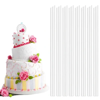 Immagine di RUNFENG 40 Pezzi Pioli per Torte a Piani, Bastoncini Torta di Plastica, Riutilizzabili, Aste Supporto Torta, Più piani e Decorazioni (18CM * 1.1CM, Bianca)