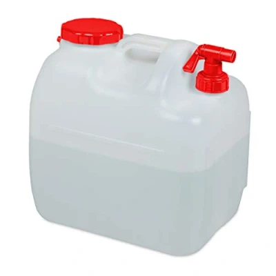Immagine di relaxdays Tanica con Rubinetto, Coperchio a Vite del Contenitore, per Acqua Potabile, 23 L, senza BPA, rosso/bianco