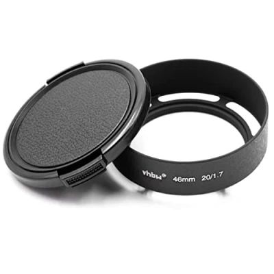 Immagine di vhbw Paraluce compatibile con Panasonic Lumix G 14mm f/2.5 ASPH obiettivo, grandangolo + tappo dell&#039;obiettivo nero, plastica/metallo, rotondo