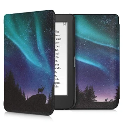 Immagine di kwmobile Custodia eReader Compatibile con Tolino Page 2 Cover eBook Reader Flip Case turchese/blu/nero Aurora boreale