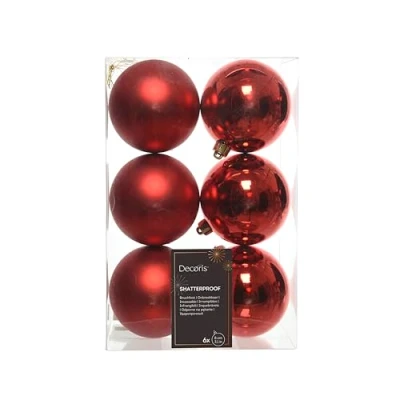 Immagine di Decoris, 22052, Palline natalizie, infrangibili, miste lucide e opache, Rosso (Rot)