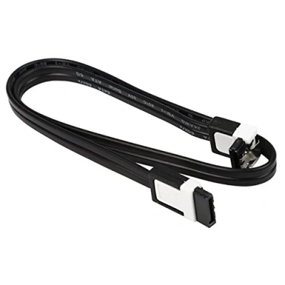 Immagine di meeboo 1 Cavo SATA da 40 cm, nero, angolo dritto, con clip, compatibile fino a S ATA/600 Serial ATA 1,5 GBs/3 GBs/6 GB (retrocompatibile) qualità premium