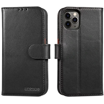 Immagine di Lensun Custodia per iPhone 11 Pro, Cover in Vera Pelle [RFID Blocking] Libro con Portafoglio Chiusura Magnetico Flip Custodie Cuoio Telefono Pro Nero