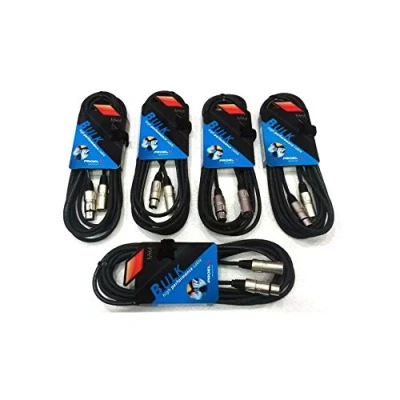 Immagine di Proel BULK250LU1 Set da 5 Cavi audio bilanciati professionali con connessioni Cannon XLR 3P Maschio a Femmina 1mt, Nero (BULK250LU1 1mt Unità)