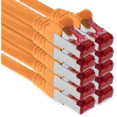 Immagine di 1aTTack.de 10x 2m cavo patch CAT6 S/FTP PIMF schermatura CAT.6 di rete RJ45 Ethernet DSL router LAN switch modem pannello arancione 10 pezzi