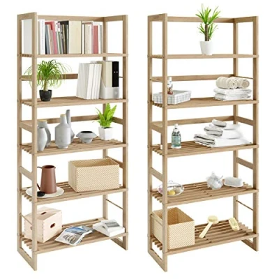 Immagine di CASARIA Set 2x Scaffale da bagno in Legno 5 Ripiani Mobiletto Cantina 135,5x58x27cm Libreria Salvaspazio Portaoggetti