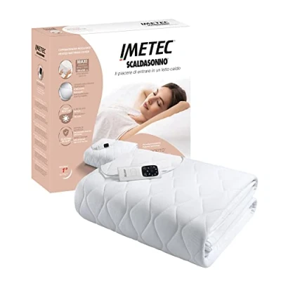 Immagine di Imetec Scaldasonno Adapto maxi coprimaterasso singolo 195x90 cm, basso consumo, riscaldamento rapido, temperatura personalizzata, tessuto anallergico trapuntato, comando a 6 temperature