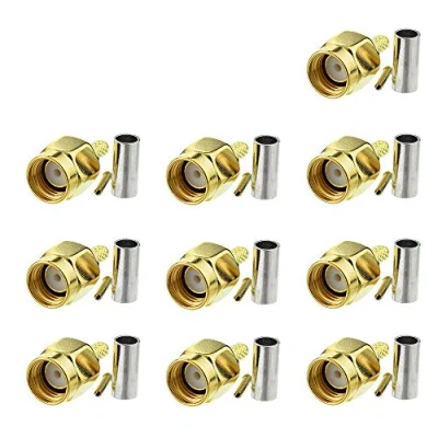 Immagine di Eightwood Adattatore RP SMA Connettore PCB fai da te dritto Crimp 10Pcs per modulo Wlan Wireless Antenna RG174 RG316 LMR100 RF Cavo