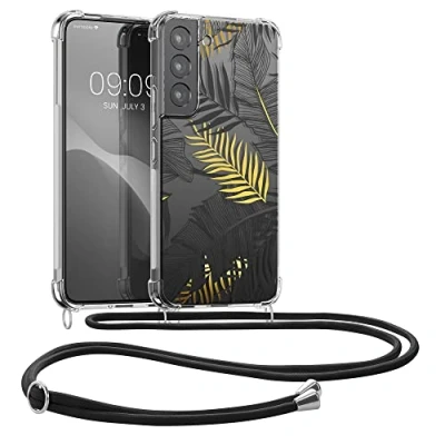 Immagine di kwmobile Custodia Compatibile con Samsung Galaxy S22 Cover Back Case in Silicone TPU Protezione Smartphone Cordino giallo/grigio/trasparente