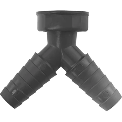 Immagine di Cornat Rezyklat Raccordo per tubo flessibile a 2 vie 45 1 pollice IG Ø 21 mm 23 Realizzato in plastica riciclata Made Germany qualità/doppio connettore macchina / TEC356401R
