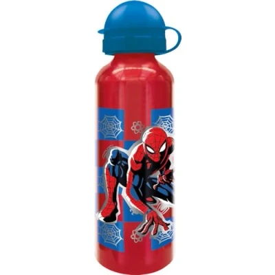Immagine di Marvel Borraccia rossa per bambini in alluminio Spiderman Uomo Ragno 530 ml con beccuccio e tappo di sicurezza