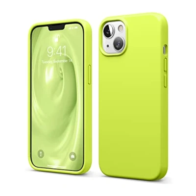 Immagine di elago Cover in silicone liquido compatibile con iPhone 13 (6.1&quot;), custodia premium, protezione completa antiurto a 3 strati, morbida microfibra che previene i graffi, colore: giallo