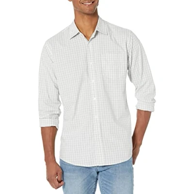 Immagine di Amazon Essentials Camicia Casual in Popeline A Maniche Lunghe vestibilità Regular Uomo, Grigio Chiaro Bianco Quadretti, XXL