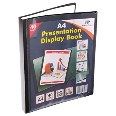Immagine di Cartella portadocumenti formato A4, con 40 tasche, per presentazioni, 80 visualizzazioni, progetti e certificati, in plastica (1 libro)