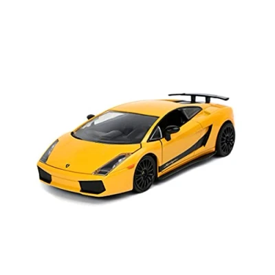 Immagine di Jada Toys Fast &amp; Furious Lamborghini Gallardo Superleggera, modello tuning in scala 1:24, porte apribili, cofano e bagagliaio, giallo/nero