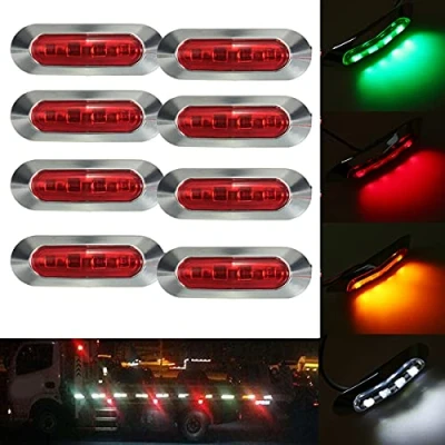 Immagine di Etomvoop 8 luci di posizione laterali a LED, impermeabili, 4 per auto, posteriori, laterali, camion, rimorchi, camper, barche, 12 V 24 V, colore rosso