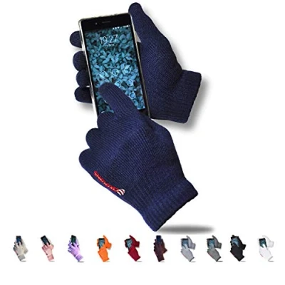 Immagine di AXELENS Guanti Touch Screen Invernali per Uomo e Donna Felpati Morbidi Caldi Lavorati a Maglia Lana Interno in Pile Smartphone, Cellulari Tablet Confezione Regalo Inclusa! Blu