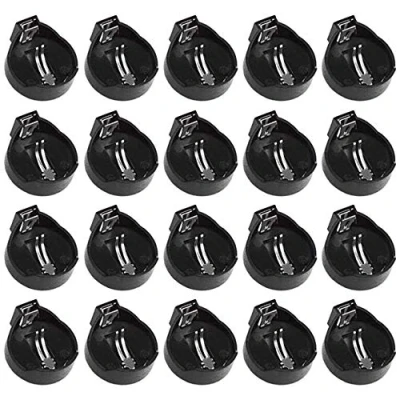Immagine di GTIWUNG 20 Pezzi Portable CR2032 CR2025 Porta Batteria Rotondo in Plastica, 3V Portabatterie a Bottone, Generale Coin Bottone Presa Adattatore Clip (Nero)