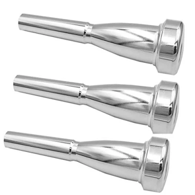 Immagine di Missmore, confezione da 3 bocchini per tromba, argento, dimensioni: 3C, 5C e 7C, accessorio strumento, Bach