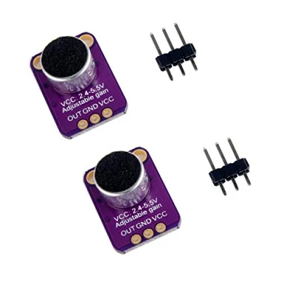 Immagine di ARCELI Amplificatore per microfono 2pcs Electret, GY MAX4466 Sensore di sblocco con controllo guadagno regolabile Arduino