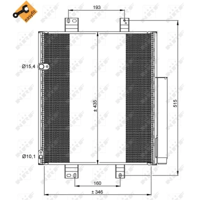 Immagine di NRF EASY FIT 35853 Condensatore con essiccatore, anello tenuta 15,4 10,1 Alluminio 435 DAIHATSU: Materia