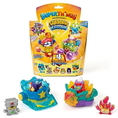 Immagine di SuperThings Guardians of Kazoom Pack da 4 (Include 1 capitano d’argento) e 2 Jet