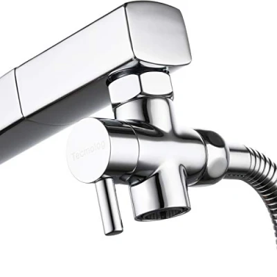 Immagine di Tecmolog 3 Vie Deviatore Rubinetto Ottone Valvola Splitter per Lavabo Cromato, M22 x M24, SBA021E
