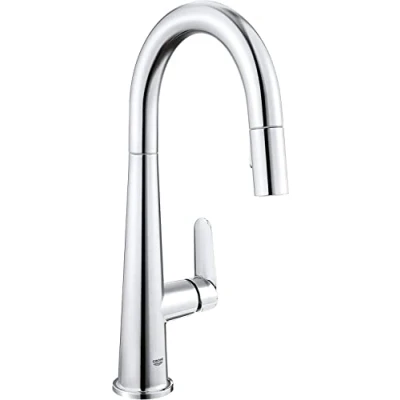 Immagine di Grohe Veletto Miscelatore Monocomando per Lavello, Cromo, con doccetta estraibile a 2 getti, bocca girevole, Installazione veloce, 30419000