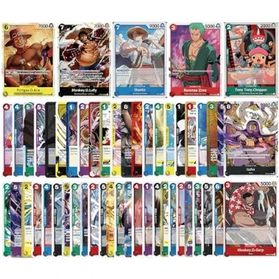 Immagine di One Piece Card Game 50 diverse carte con 5 Holo garantite Inglese