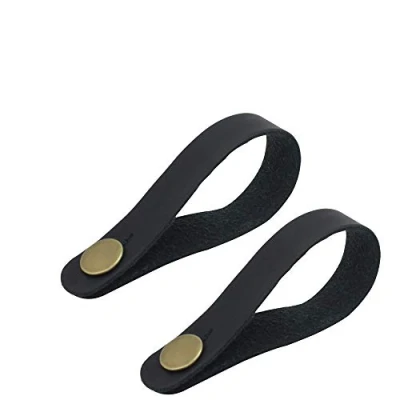 Immagine di Alnicov Tracolla per chitarra Pulsante cinturino Ukulele Adattatore paletta in pelle sintetica acustica 2 pezzi (nero)