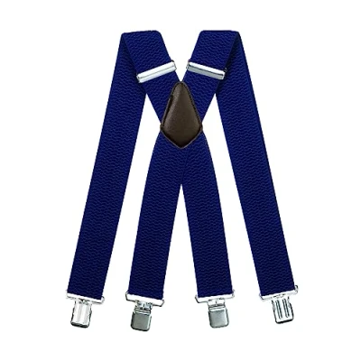 Immagine di Olata Bretelle da Uomo a Forma di X, Tessuto Spesso, Extra Larghe, 5 cm. Blu Royal (Clip D&#039;Argento)