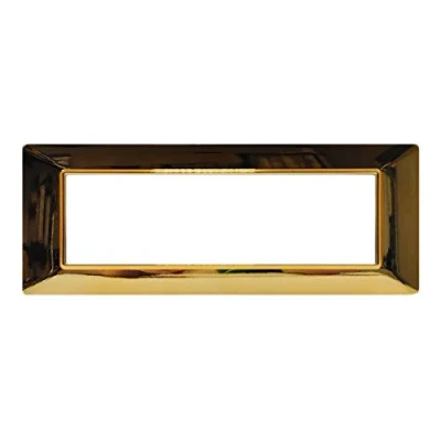 Immagine di Placche Compatibile Con Vimar Plana, Da 7 Moduli/Posti, Colore Oro Lucido