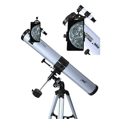 Immagine di Seben 76/900 EQ 2 Telescopio a riflessione per Astronomia incl. Adattatore Smartphone, Montatura, Set di filtri oculare