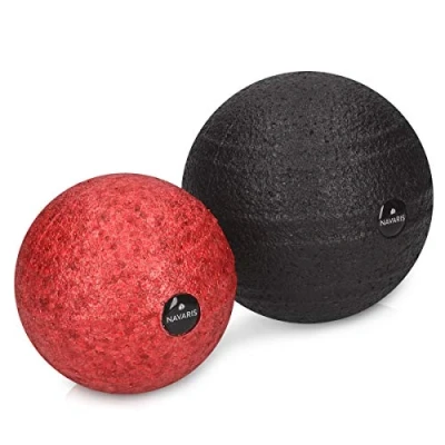 Immagine di Navaris Sfere da Massaggio Corpo Set 2x Palle Massaggianti Trigger Point Dolore Miofasciale Palline Roller Ball Automassaggio 2 Misure Rosso Nero