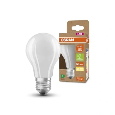 Immagine di OSRAM LED a risparmio energetico, lampadina smerigliata, E27, bianco caldo (3000K), 2,5 watt, sostituisce da 40W, altamente efficiente e confezione 1