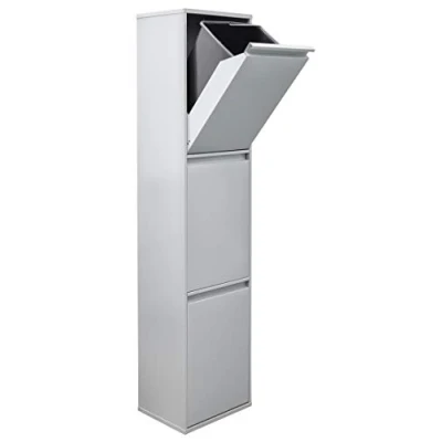 Immagine di Arregui Basic CR302 B Pattumiera Differenziata 3 Scomparti 3x 17L (51L) Contenitore in Acciaio da Interno Mobile per Raccolta Cestino Spazzatura Cucina e Ufficio Grigio