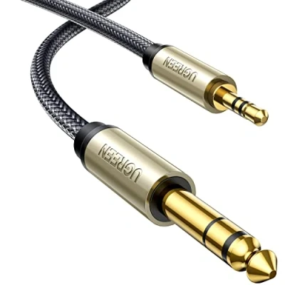 Immagine di UGREEN Cavo Audio Jack Professionale, Aux 3,5mm a 6,35mm TRS Stereo in Nylon per Collegare Smartphone, Tablet, PC con Altoparlante, Amplificatore, Mixer Audio, Chitarra, etc.(1M)