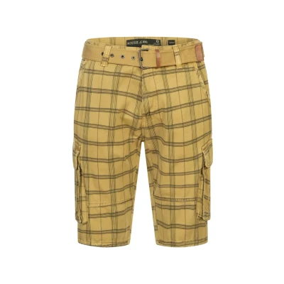 Immagine di Indicode Uomini Monroe Cargo Shorts Bermuda Pantaloncini Inclusa Cintura in Cotone Amber Check M