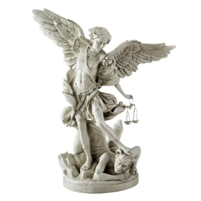 Immagine di Design Toscano EU1850 San Michele Arcangelo Statua Insieme, Galleria Resina Statua, Bianco Sporco