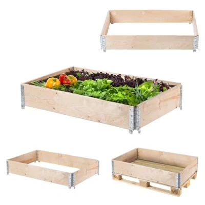 Immagine di KADAX cornice per pallet, in legno, impilabile, telaio legno giardino, aiuole rialzate, fioriere, da vegetali, aiuola erbe aromatiche (120 x 80 22,5
