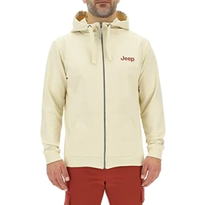 Immagine di JEEP O102722 M505 Felpa con Cappuccio J Full Zip Small Print J23S Uomo Almond/Red Ochre XL