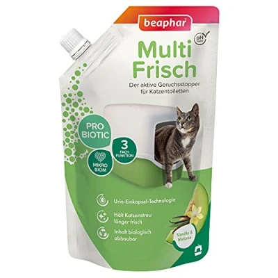 Immagine di beaphar Multi Frisch Vaniglia &amp; Melone Deodorante per lettiera Fresco Profumo la del Gatto Rende più a Lungo PH Neutro 400 g