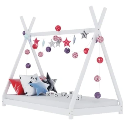 Immagine di vidaXL Giroletto per Bambini a Doghe Design Casetta Decorativo Robusto Struttura Telaio Letto Arredi Cameretta 90x200 cm Bianco Legno Massello di Pino