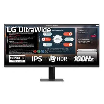 Immagine di LG 29WQ60A Monitor 29&quot; UltraWide 21:9 LED IPS HDR 10, 2560x1080, 1ms, AMD FreeSync 100Hz, Audio Stereo 14W, HDMI 1.4 (HDCP 2.2), Display Port 1.4, USB C, Flicker Safe, Nero