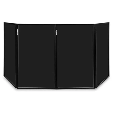 Immagine di Vonyx Pannello frontale DJ in lycra nera, schermo pieghevole e facile da installare, nasconde apparecchiature DJ, design sobrio ed elegante, DB2B