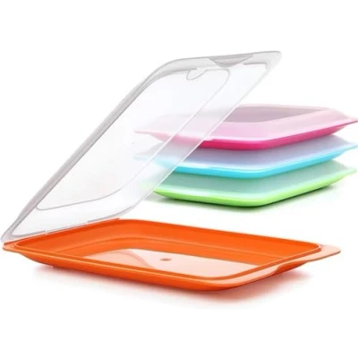 Immagine di TATAY Contenitori per affettati Fresh , Senza BPA, Riutilizzabile, Impilabile, Lavabile in Lavastoviglie e Adatto al Microonde, Colori Assortiti, 1 unità. Dimensione 17 x 3,2 25,2cm